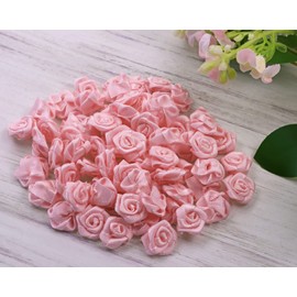 Shapenty 1.5cm Mini Satin Ribbon Roses Flowers for Sewing Dress Craft Project Scrapbooking Valentine’s Day Wedding Birthday Christmas Ornament Embellishment Gift Decor Wrapping, 100PCS (Pink)