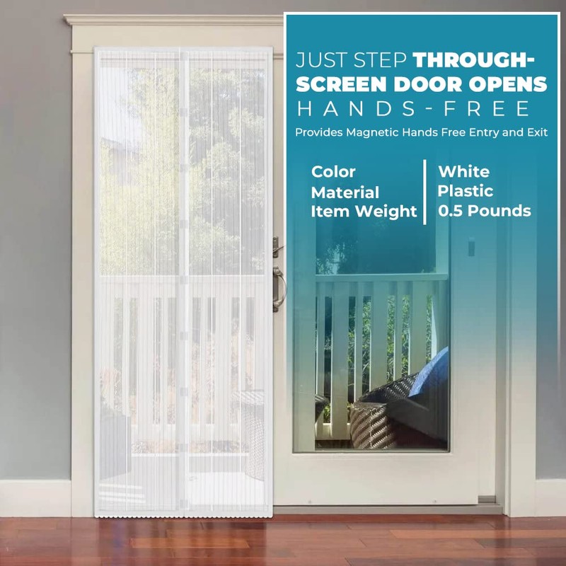 WYZworks 2-Pack Hands-Free Mesh Screen Door (White)