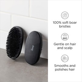 Diane 100% Boar Bristle Military Brush for Men and Women - Waves, Detangling, Smoothing Fine to Medium Hair, Restores Shine and Texture