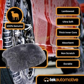 Tek Automotive Genuine 100% Lambswool Wash Mitt – Ultra-Soft Non-Scratch Cleaning Mitt for Car Washing, Lambswool Car Wash Mitt, Luxury Car Wash Accessory