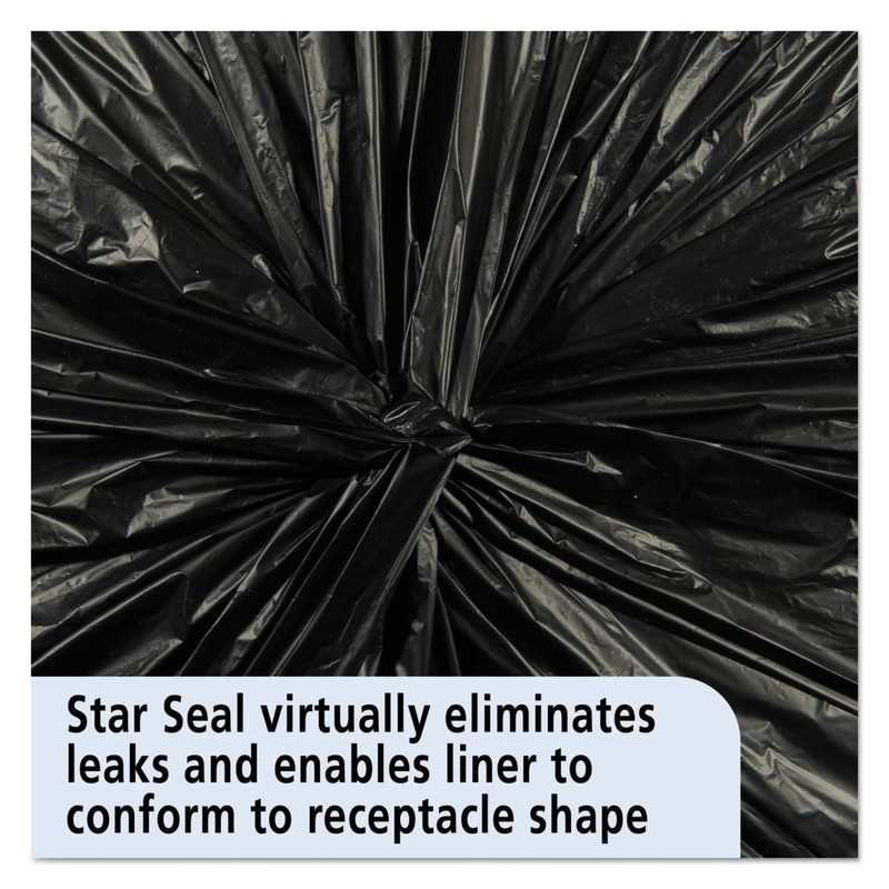 Stout T3658B15 100% Recycled Plastic Garbage Bags 60gal 1.5mil 36