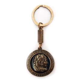 Iconsgr Key Ring Ancient Coin Shield Alexander The Great & Sun of Vergina Keychain Blue
