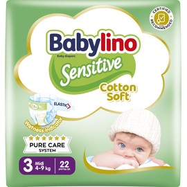 Babylino Sensitive Baby Nappies Size 3 Midi (4-9 kg) Pack of 22