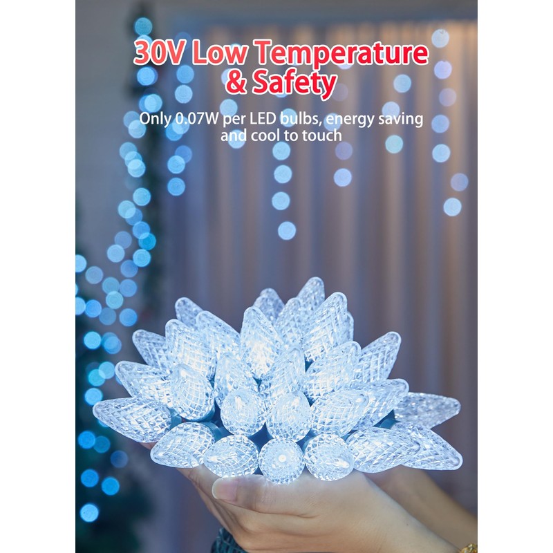 C9 Christmas Lights Outdoor, 114 Feet 150 LED C9 String