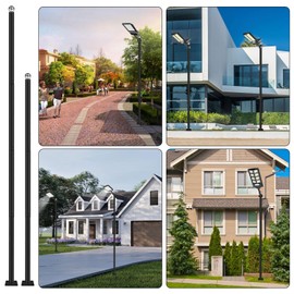 Koiyingnote 10FT Outdoor Solar Street Light Pole, Heavy Duty Galvanized Steel Lamp Post with Rebar Base, Waterproof for Backyard, Parking Lot, Walkway, Patio, Garden