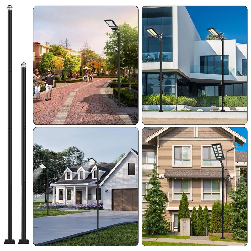 Koiyingnote 10FT Outdoor Solar Street Light Pole, Heavy Duty Galvanized