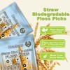 Straw Biodegradable Dental Floss Picks 200 Count,Zueloar Eco Friendly Natural