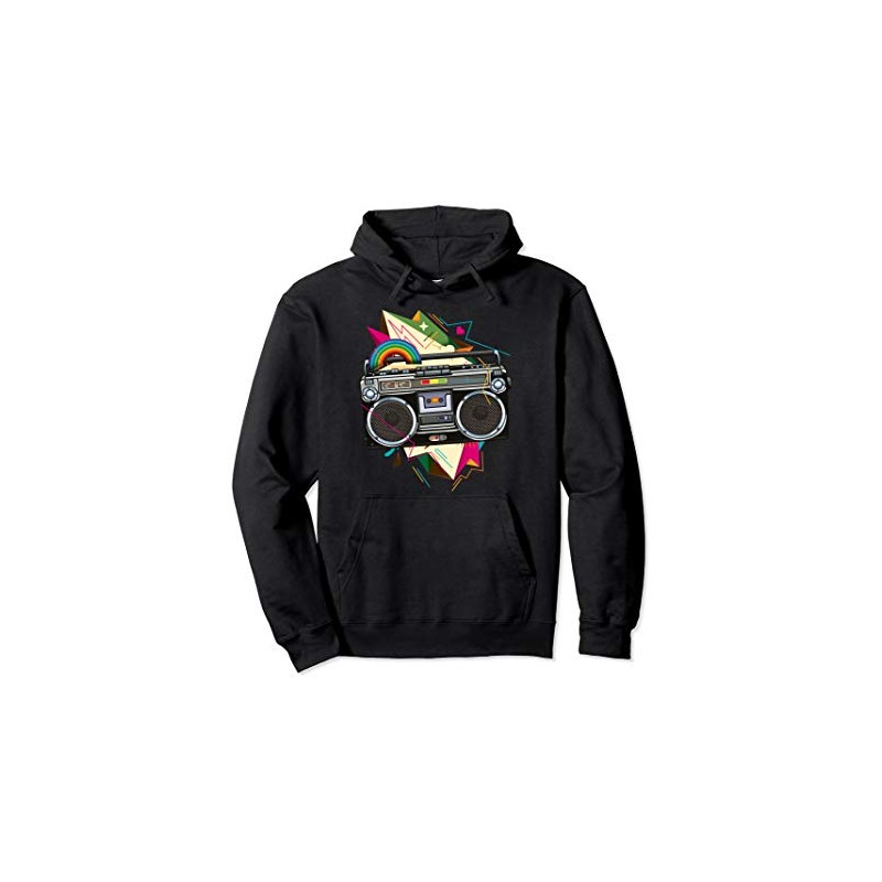 Throwback Color Explosion Boom box Retro 80s Gift Idea Pullover