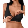 SHARICCA Women's Front Closure Bra - Without Underwire, V Neck,