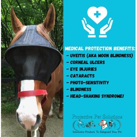 EquiVizor Solar Vizor Horse Fly Mask (Size Full), Superior UV Eye Protection to 99% for Horses with Uveitis, Photosensitivity, Ulcer, Head Shaking