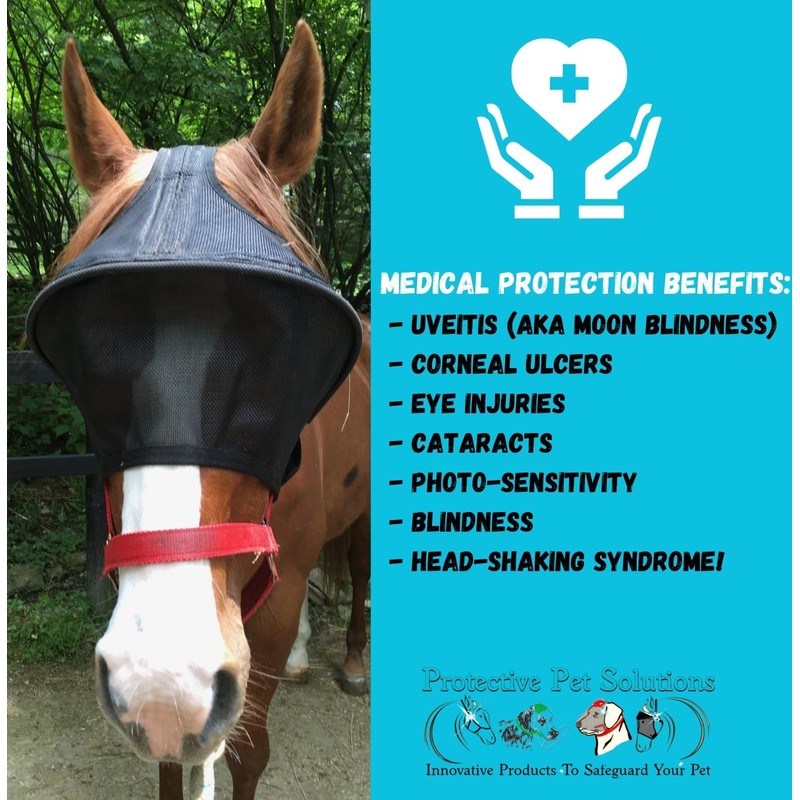 EquiVizor Solar Vizor Horse Fly Mask (Size Full), Superior UV