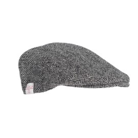 WALKER AND HAWKES Oakmoor Harris Tweed Country Style Flat Cap, steel grey