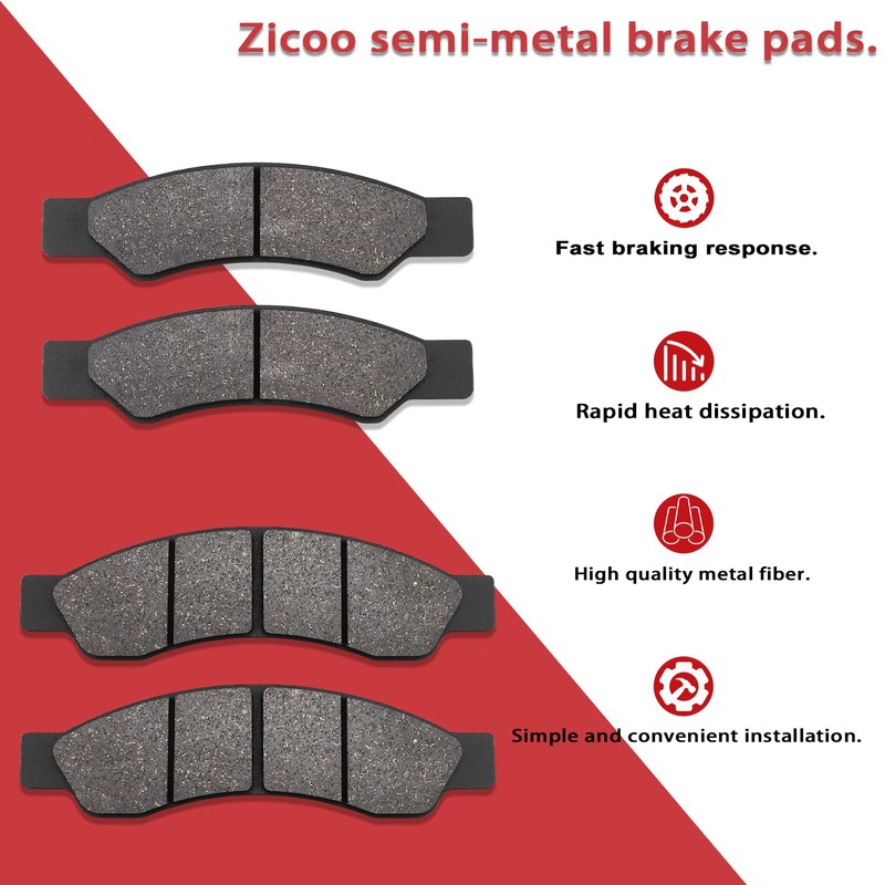 ZICOO Front and Rear Brake Pads for Can Am Maverick