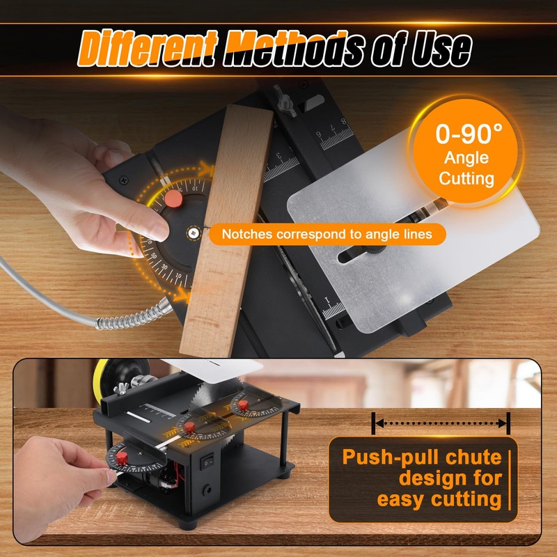 Mini Table Saw, 100W Portable Small Desktop Electric Saw, Speed
