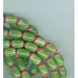 Chevron bead Mini Chevron Beads Tiny Glass Chevron Beads Hand made Green Red White Glass Bead