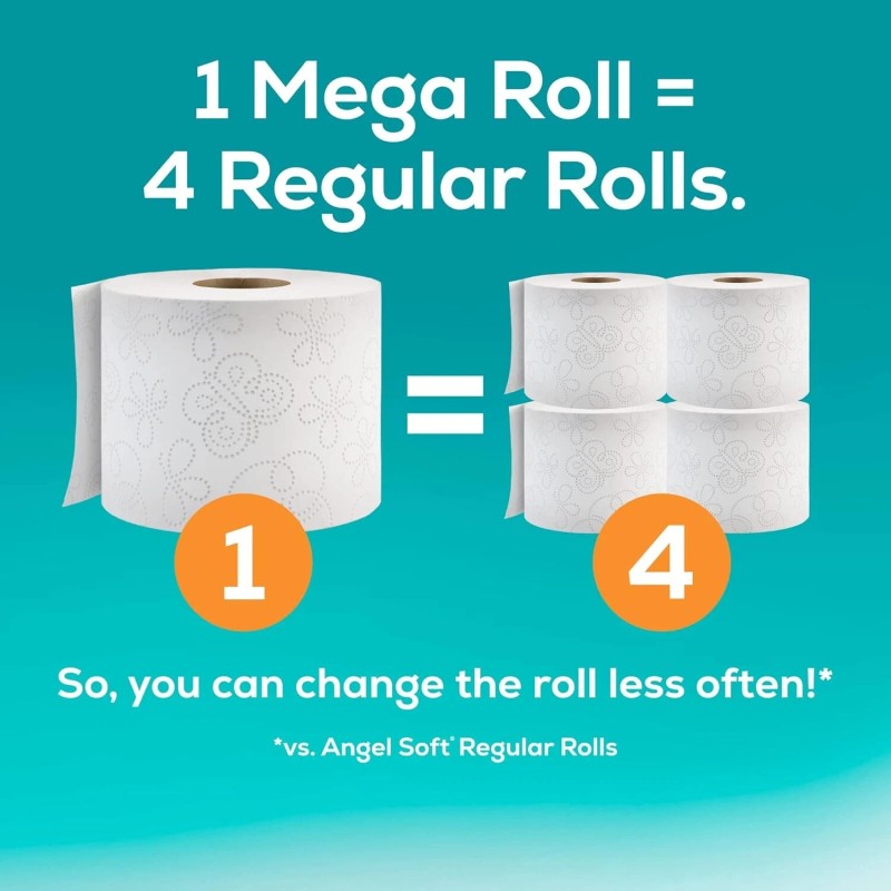 Angel Soft Toilet Paper 4 Mega Rolls - Soft &