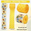 Generic AnyDesign Sunflower Dot Wired Edge Ribbon Yellow White Craft