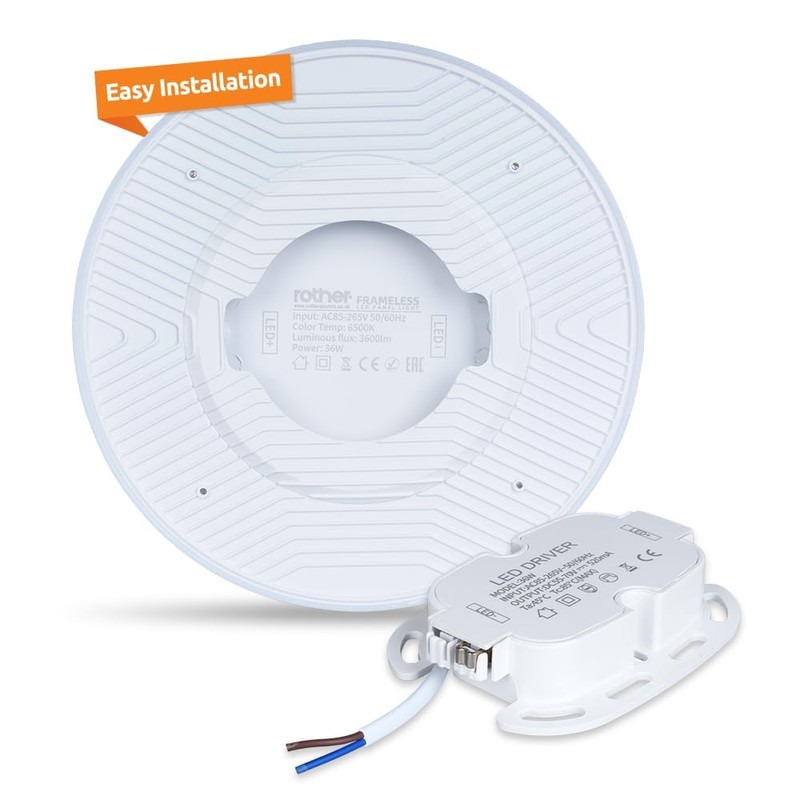 ROTHER Frameless LED Ceiling Light 36W – Round Surface Mounted