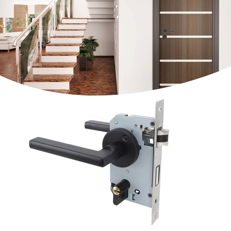 House Door Handle Lock Aluminum Black Antioxidant Coating Shock Resistance