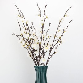 LGEGE LGEGE Artificial White Plum Blossom 6 Pcs,Fake Flowers Silk Fabric Simulation Flowers Bouquet for Home Kitchen Office Hotel Decoration Floral Arrangement Centerpieces for Table