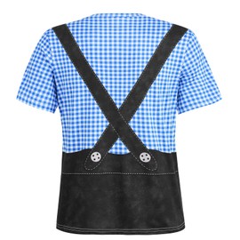 Colorful House Men Traditional German Bavarian Oktoberfest Costume Blue Lederhosen Shirt Funny Mens Costume(Blue, Medium)