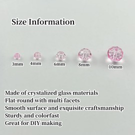 YUEXIGO 250pcs 6mm Crystal Glass Beads for Jewelry Making, Faceted Rondelle Glass Spacer Beads for Wind Chimes Bracelet Earring Necklace DIY Craft(Pink)