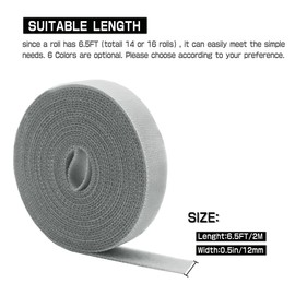 EKEZATA 16 Rolls(104ft x 1/2inch) Cable Management Fastening Power Cable Ties Reusable Hook and Loop Wire Organizer Charging Cable Management Charger Cord Organizer Red