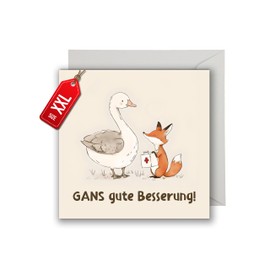 WBdesignz XXL Greeting Card with Envelope - Goose Get Well - Cute Funny Get Well Card - Get Well Wishes Giant Card (22 cm x 22 cm)