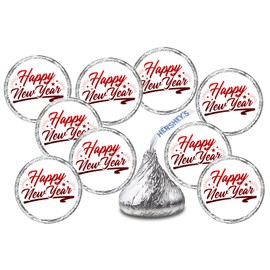 216 Happy New Year Kisses Stickers Labels, Holidays Kisses Stickers for Party Decorations, Gift Tags, Wrappers, Christmas Themed Party Favors Decor for Kisses. Made in USA