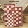 3 In 1 Wooden Chess Checkers Backgammon Set Portable Wooden