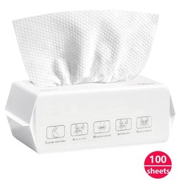 Disposable Face Towel, 100/200/400pcs Dry & Wet Use Facial Cleansing Towels, Double-sided Design Makeup Removal Wipes, Christmas Gift - Color: White, Specification: 100PCS
