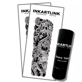 Ink Art Link 잉크아트링크 세미 퍼머넌트 타투 풀 암 지속 7-15일 전송 파티 슬리브 2종 웨이브 방지 쌍 오션 라지 [Red-Crowned Crane and Flower] Ink Art Link Semi-Permanent Tattoo Full Arm Lasting 7-15 Days Transfer Party Sleeve 2 Types Wave Preventing Pair Ocean Large [Red-Crowned Crane and Flo