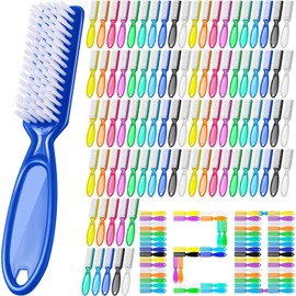 Mifoci 120 Pcs Handle Grip Nail Brush for Cleaning Fingernails Cleaner Scrub Brush Bulk Hand Cleaning Brushes Soft Stiff Bristles Pedicure Manicure Tools for Nail and Toe(Cute Color)