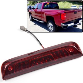 PIT66 LED 3rd Brake Light, Compatible with 14-18 Chevy Silverado 1500 2500HD 3500 3500HD/14-18 GMC Sierra 1500 2500HD Third Brake Stop Lamp Light Red Lens Black Housing