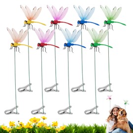 8PCS Dragonfly Clip, 3D Fake Dragonfly Dragon Fly Clip for Outdoor Indoor Garden, Dragonfly Decor for Hat, Patio and Stakes, Fly Scare Devices