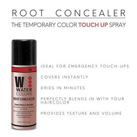Corrector de raíces de acuarelas, cubre las raíces del cabello en segundos, tinte temporal para retocar el cabello (con elegante alfiler de acero de cola de rata), color gris, Rojo