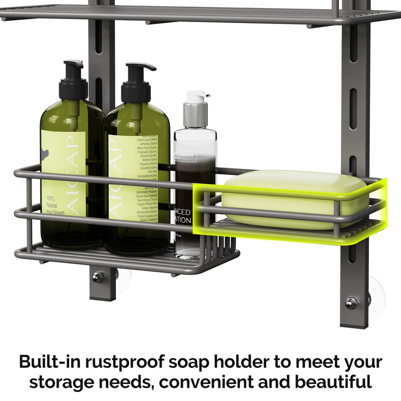 Orimade Over the Door Shower Caddy Adjustable 3 Tier Dark