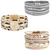 Wowanoo brace Wowanoo 3Pack Leather Cuff Bracelet Set Multilayer Wrap