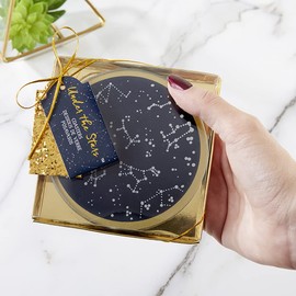Kate Aspen Under the Stars Coaster Set, Navy/Gold/White