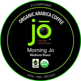 MORNING JO: 48 Cup Fresh Seal Organic Coffee Pods for Keurig K-Cup Compatible Brewers, Balanced Mild Medium Roast Single Serve Coffee, Our Most Popular Breakfast Blend Fair Trade Certified Gluten Free