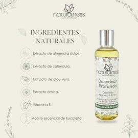 Naturalness - Aceite relajante para masaje Descanso Profundo - Tamao 125 ML A base de extractos herbales y Aceites esenciales 100 naturales.          