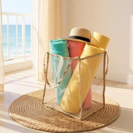 Beach bag, mesh bag, net bag, water play, sand play, sandy beach, beach bag, beige/mashbag/beachbag/mesh beach bag/s / 비치가방 매쉬가방 망사가방 물놀이 모래놀이 모래사장 비치백 백 베이지/mashbag/beachbag/메쉬비치백/스