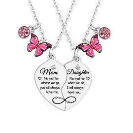 Nfyxcaz 2 Pcs Mom Daughter Matching Necklace Set Mom Daughter Present Mother's Day Gifts Christmas Birthday Gifts For Mother