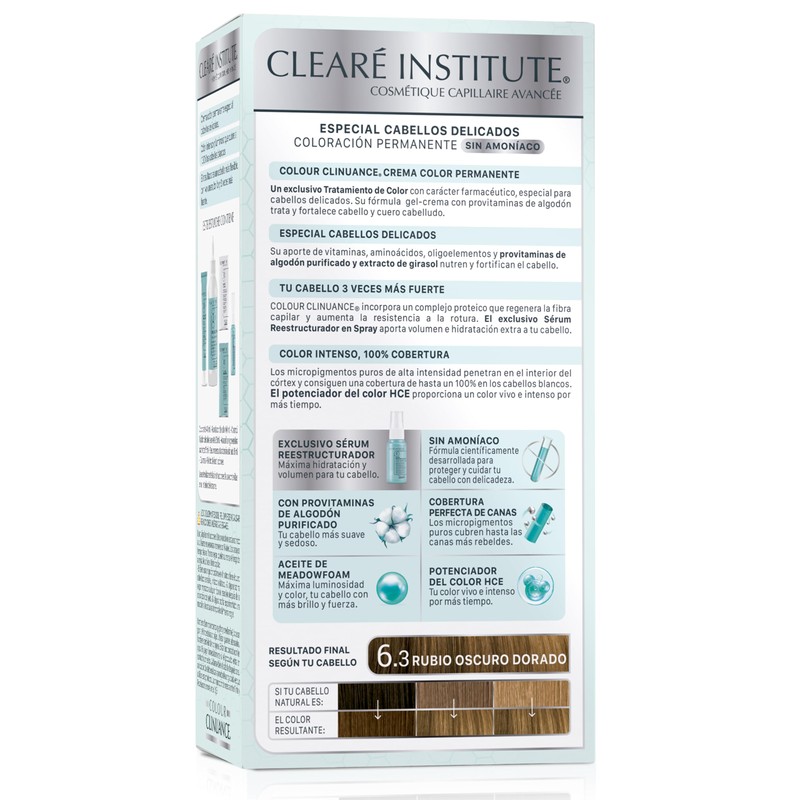 Clinuance Permanent Colouration without Ammonia, Sensitive Hair, 6.3 Golden Blonde