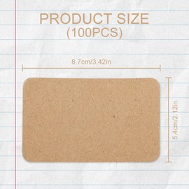 Luckious 100 Sheets Blank Kraft Paper Cards, Blank Multi-Colour Flash Cards, Blank Kraft Paper Cards, Business Information Cards for Memo, Study, Research, DIY, Memory, Notes, Gift Tags(Brown)