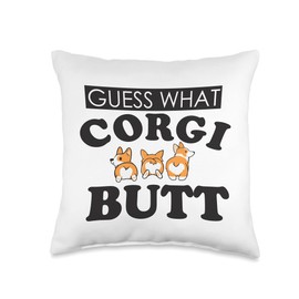 Guess What Corgi Butt, Dog Lovers Gift, Funny Corgi Throw Pillow
