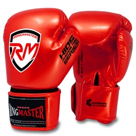 RingMaster Sports Kids Boxing Gloves Carbon Leather Training Sparring Punch Bag Mitt (Red, 2 oz)