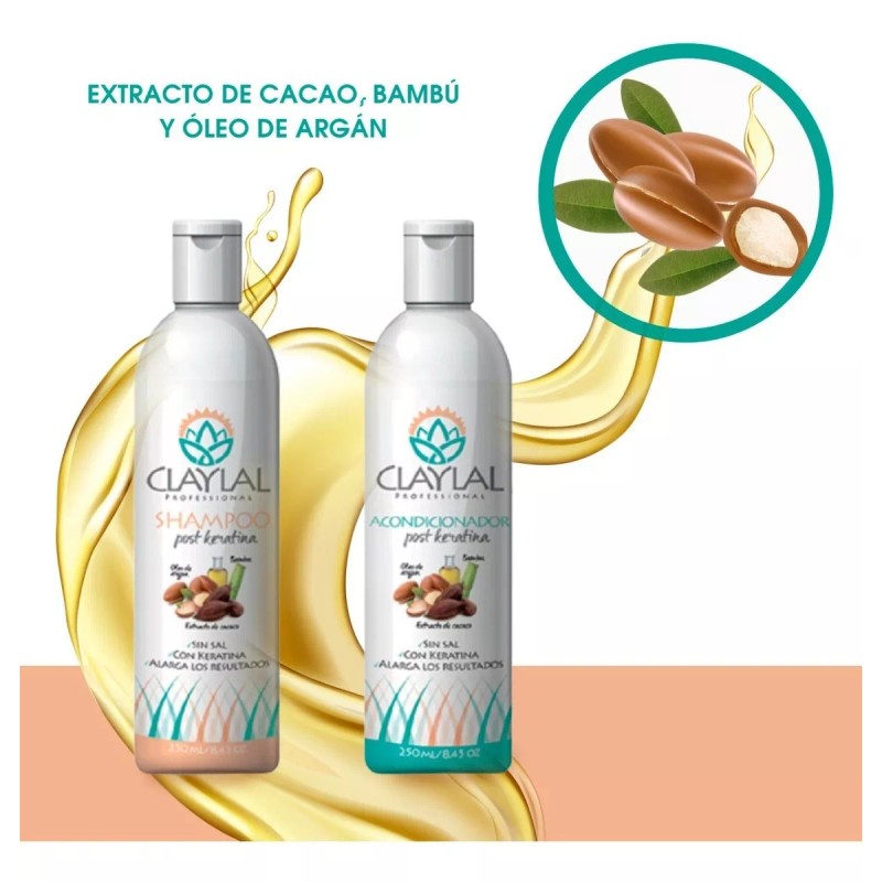 Claylal Duo Post Keratina Shampoo Y Acondicionador Claylal
