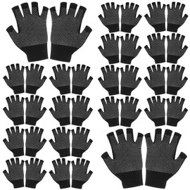 Anopono Fingerless Gloves, 18 Pair Set, Work Gloves, Thimble, Stretchable, Anti-Sweat Hand, Smartphone Operation Gloves (Anti-Slip)