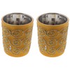 Glass Votive Candle Holders Holiday Decorative with Glitter Swirls -